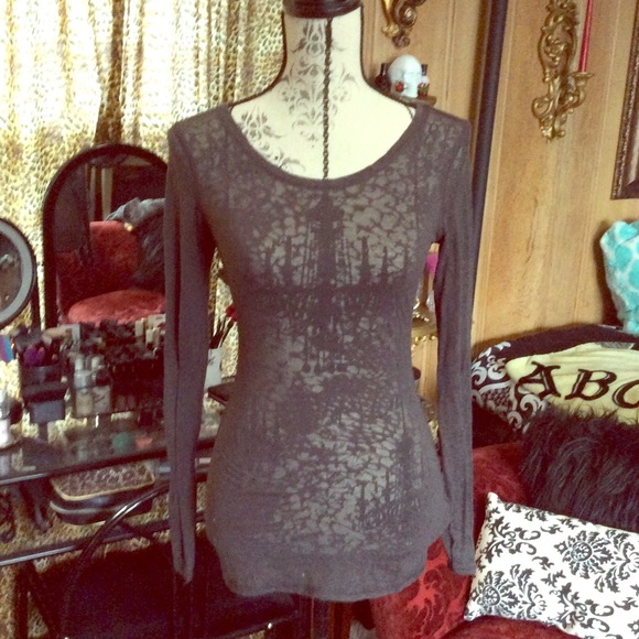 Patterned Sheer Top - Picture 1 of 3